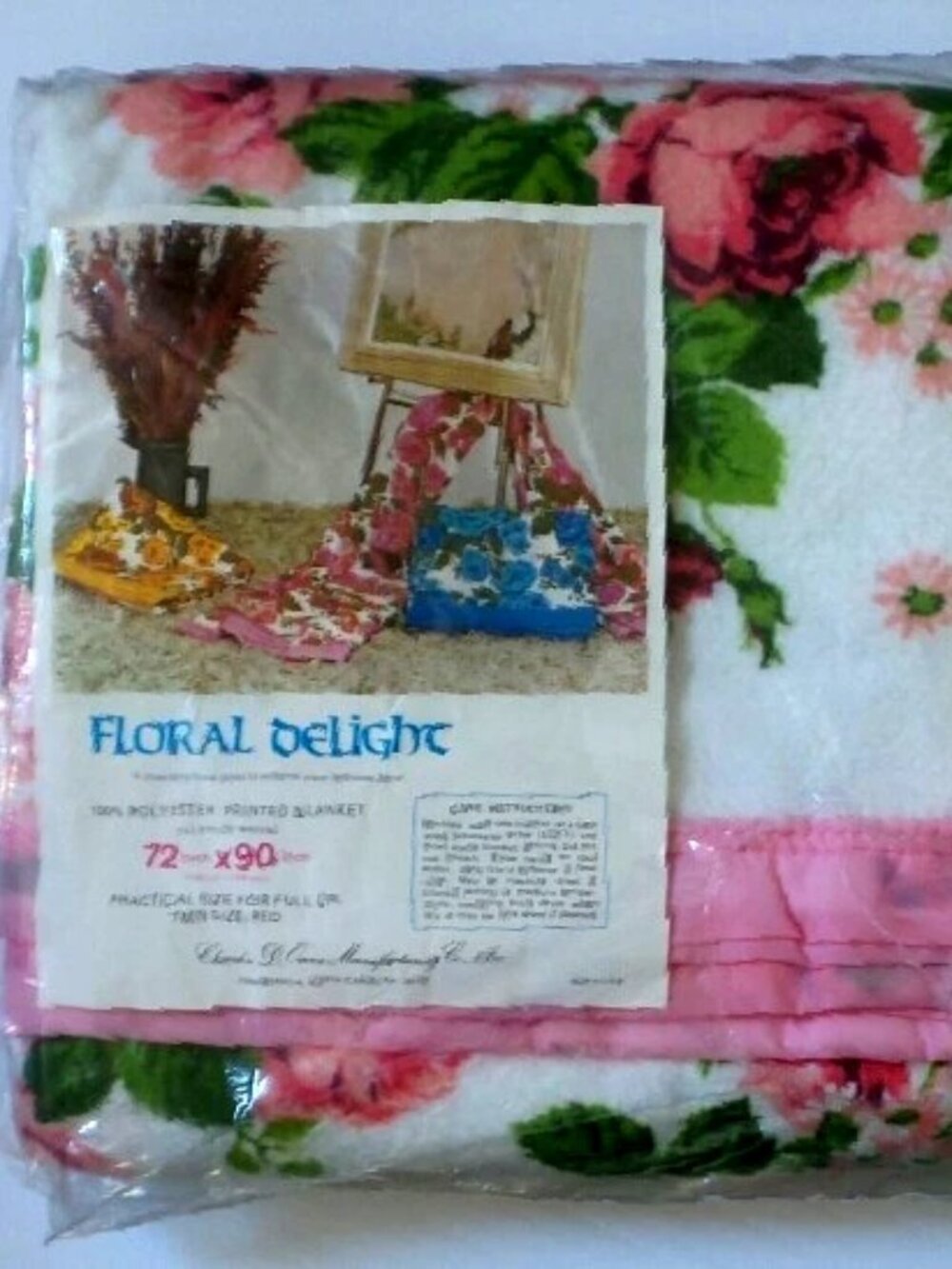 Blanket Charles D Owen Vintage FLORAL DELIGHT Pink